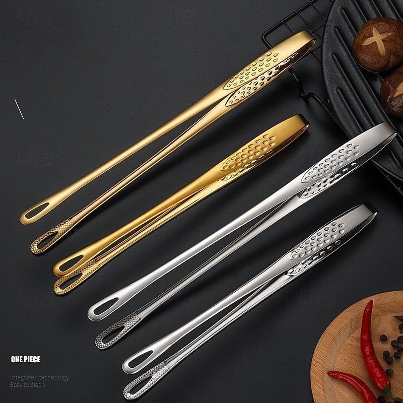 304 Stainless Steel Yakitori Grill Tongs - Japanese BBQ Rotating Lock Clip for Charcoal, Campfire & Teppanyaki | Non-Slip Teeth + Heat-Resistant Silicone Grip2