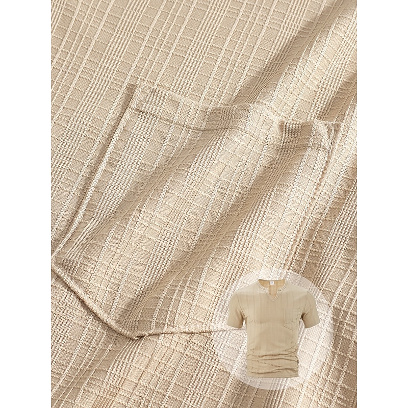 Men's T Shirt Tee Top Short Sleeves V Neck Summer Plain Pit Strip Fashion Designer Pocket Vacation Street Casual Daily Black White Gray Top Tee for Men4