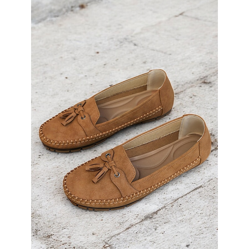 Women's Casual Blue Moccasin Loafers – Soft Suede Slip-On Flats with Tassel Bow Detail, Comfortable Driving Shoes for Everyday Wear4
