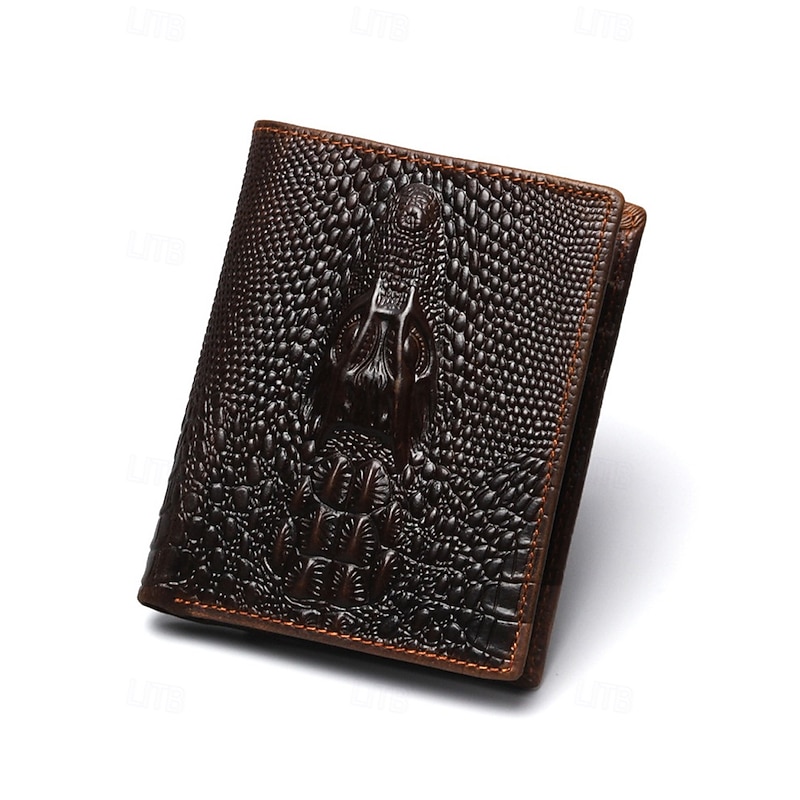 Men's Genuine Leather Wallet with Crocodile Head Design – Stylish and Durable, RFID Protection, Multiple Card Slots, Ideal for Casual and Formal Occasions3