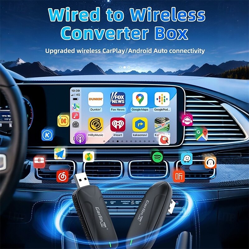 Carlinkit X2HC Carplay Wireless Adapter Smart Wireless CarPlay Android Auto USB Dongle Auto Connection OTA Upgrade Plug & Play