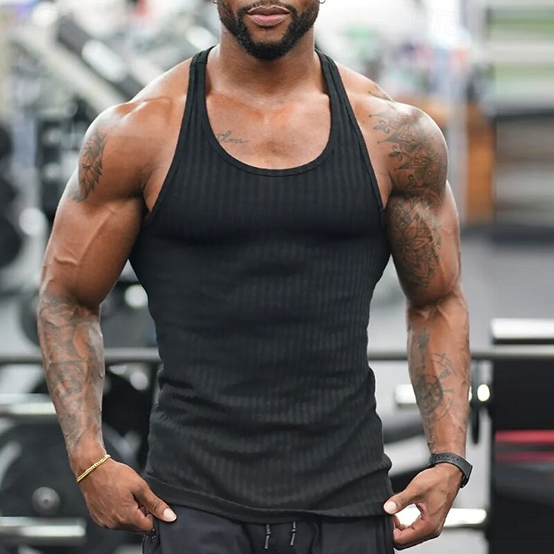 Men's Tank Top Vest Top Undershirt Sleeveless Shirt Sleeveless U Neck Summer Plain Fashion Designer Basic Vacation Street Going out Black White Top Tee for Men4