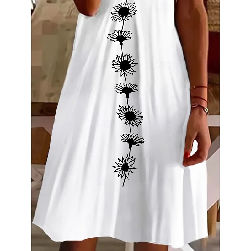 Women's Mini Dress Casual Dress Casual Daily Regular Fit Floral Short Sleeve Crew Neck White Summer2