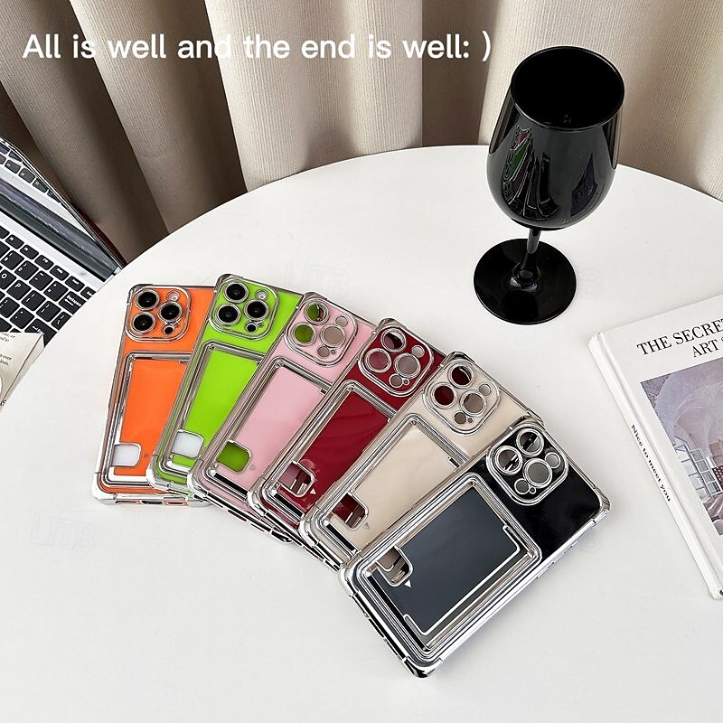 Phone Case For iPhone 16 15 14 Pro Max Plus 13 12 11 Pro Max Mini Back Cover Card Slot Shockproof Retro TPU