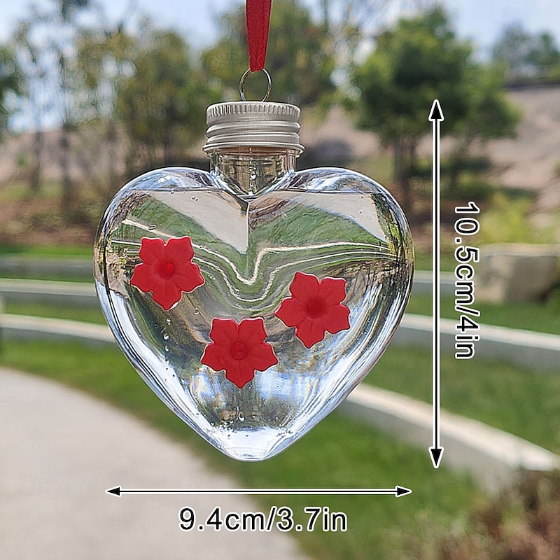Mason Bird Feeders, Love Shaped Jar Mason Jar Hummingbird Feeder, Cute Hangable Hummingbird Feeder With Feeding Ports for Outdoor Garden Decor3