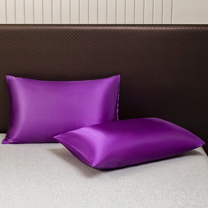 Luxurious 3-Piece Satin Bedding Set: Sleek Solid Color Fitted Sheet and 2 Pillowcases - Perfect for Daily Use & Guest Rooms4