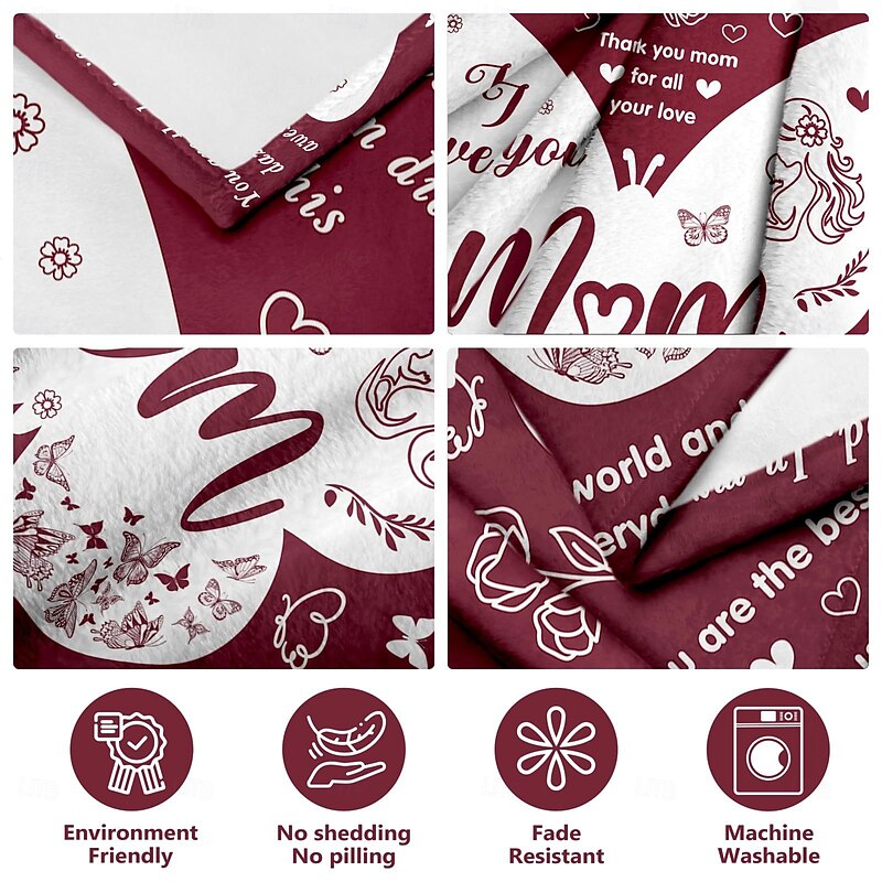 Mother's Day Blanket, A Letter to Mom, Mother's Day Gift  Soft and Cozy Throw, Perfect Gift for Mom, Floral or Heart Design, Warm and Comfortable4