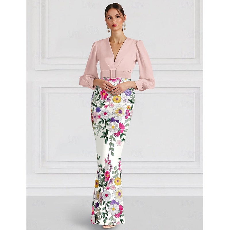 A-Line Evening Gown Elegant Dress Formal Wedding Floor Length Long Sleeve One Shoulder Satin with Bow(s) Slit Embroidery2