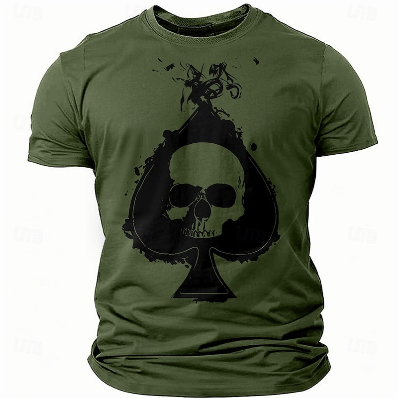 Men's Skull Spade Biker Graphic T-Shirt - Short Sleeve Lifestyle Tee2