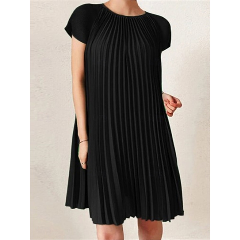 Women's Mini Dress Casual Dress T Shirt Dress Tee Dress Basic Casual Vacation Daily Regular Fit Plain Short Sleeve Crew Neck Black Brown Green Summer4