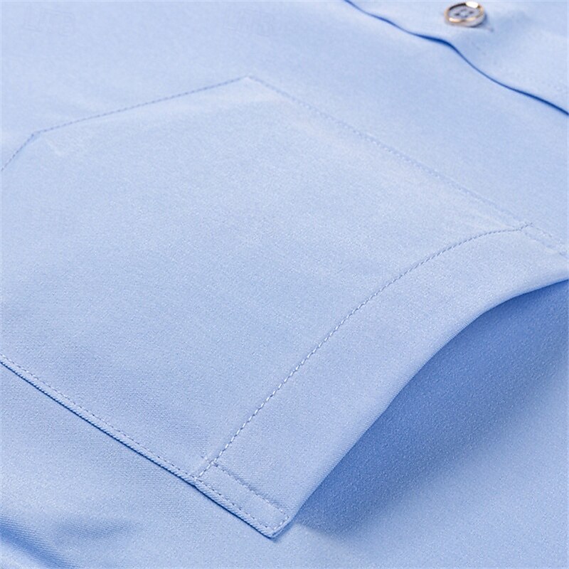 Men's Dress Shirt Button Down Shirt Wrinkle Resistant Wedding Outdoor Light Blue Black White Pink Long Sleeve Summer Spring Clothing Apparel4