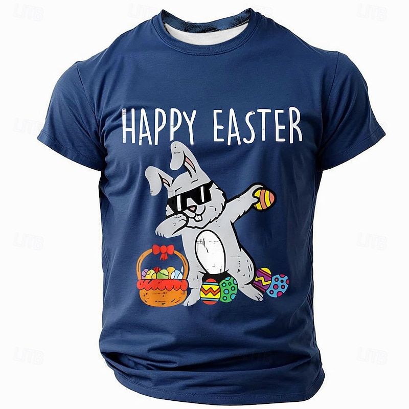 Easter Men's Rabbit T Shirt Short Sleeve T shirt 3D Print Crew Neck Shirt Designer Casual Party Holiday Black Blue Green Summer Spring Clothing Apparel S M L XL XXL XXXL3