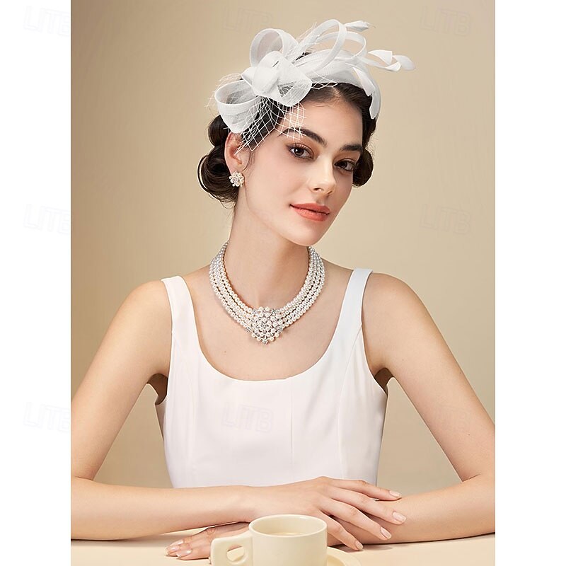 Fascinators Headband with Feather, Women's Tea Party Hat for Kentucky Derby, Cocktail, Wedding, Fancy Dress Party4