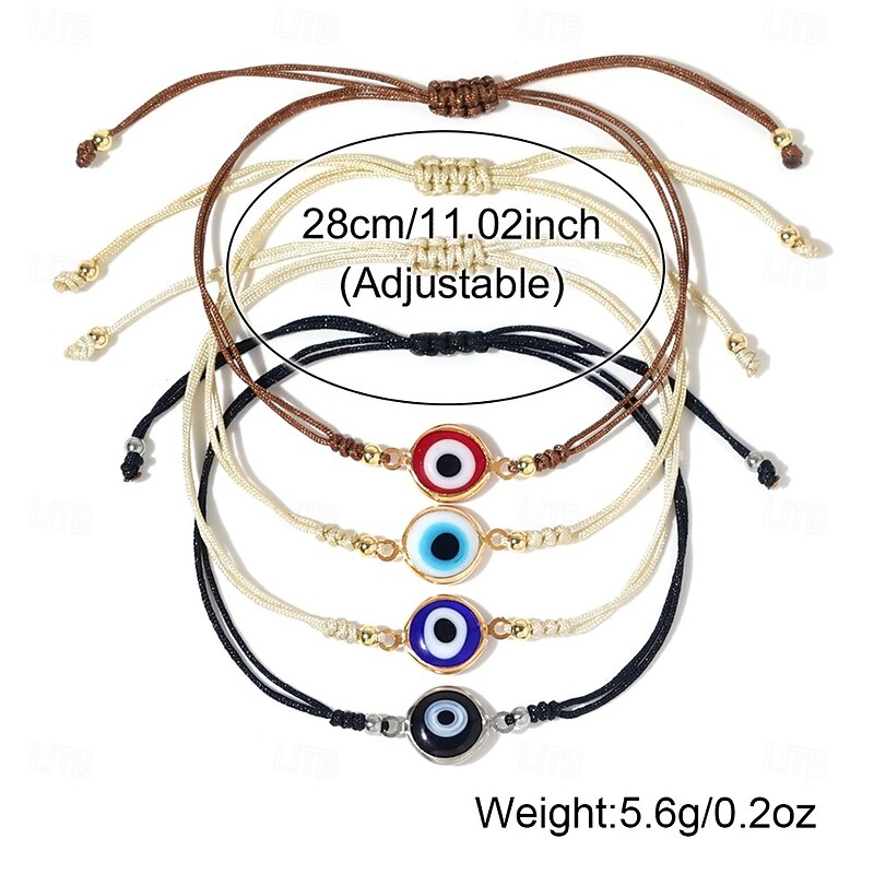 1pc Devil's Eye Shape Beads Rope Bracelet Colorful Hand Rope Friendship Bracelet Adjustable Jewelry4