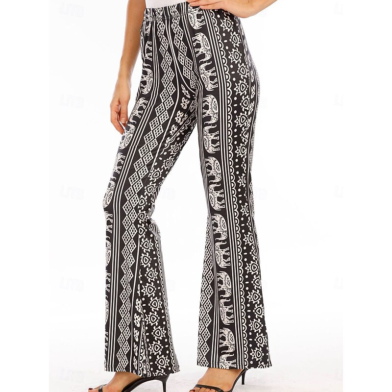 Women's Flared Pants Fashion Streetwear Full Length High Waist Graphic Vintage Style Comfort Outdoor Micro-elastic Vacation Street Daily Black Pink Orange Rainbow Summer Spring Fall Regular Fit4