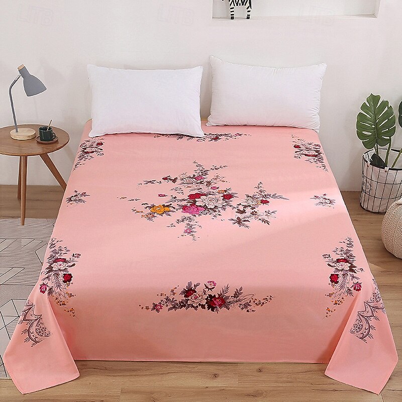 Blue Colorful Floral Flower Printed Cotton Flat Sheet Bed Sheet for Spring Summer3