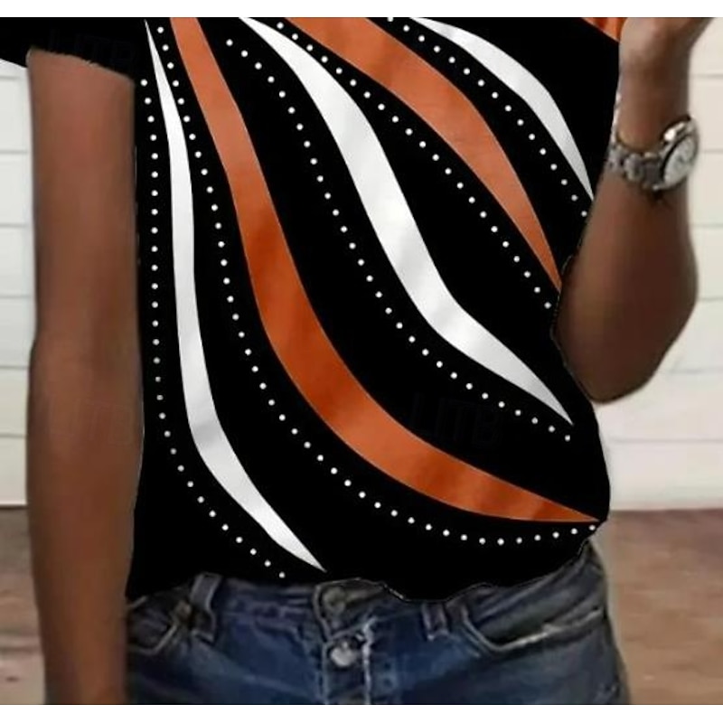 Women's T Shirt Floral Graphic Elegant Vintage Fashion Short Sleeve Crew Neck Regular Tops Daily Print Orange Spring Fall3