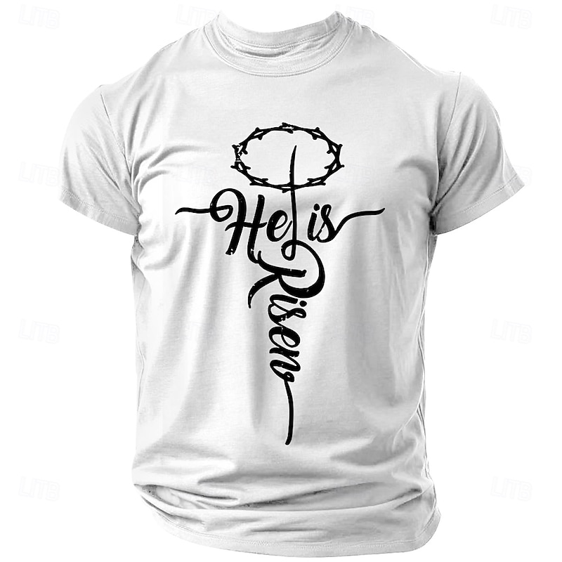 Easter Men's Jesus T Shirt 100% Cotton Short Sleeve Graphic Shirt Black White Deep Blue Comfortable Tee Vacation Street Fashion Designer Clothing4