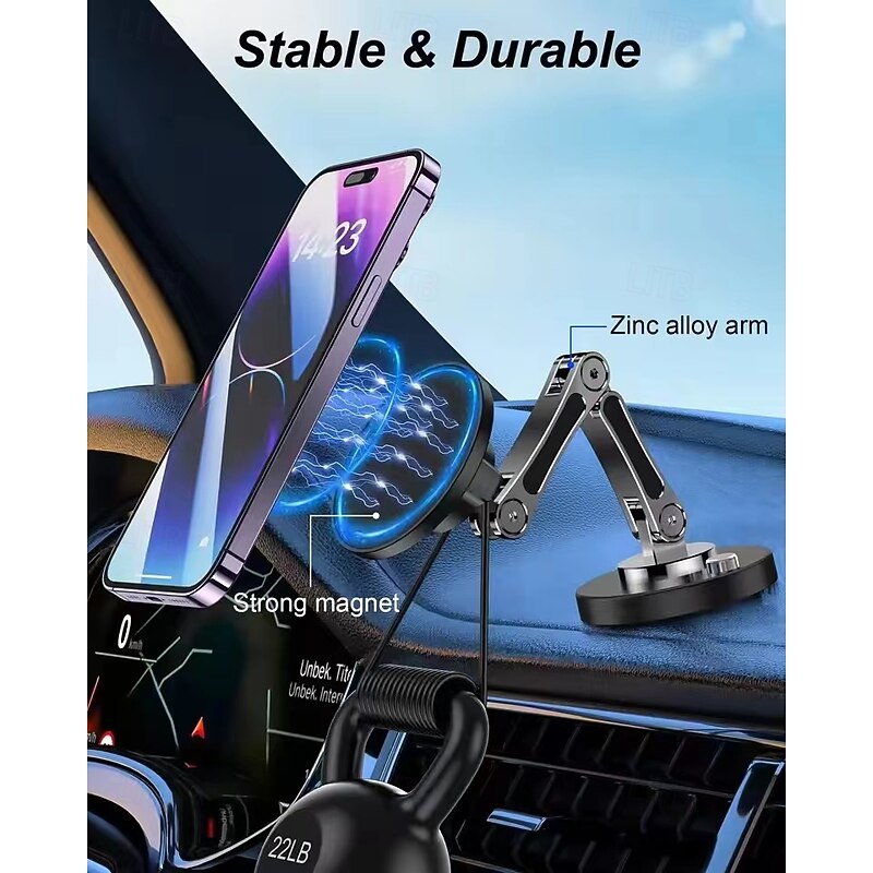 Magnetic Car Phone Holder Stand Dashborad Alloy Foldable Magnet Car Mount Smartphone Mobile Bracket For iPhone Samsung Xiaomi2