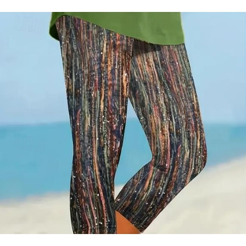 Women's Leggings Capri Pants High Elasticity Fashion Streetwear Full Length High Waist Plaid Printing Thermal Warm Breathable Soft  Outdoor Daily Iron Gray Fall Winter Regular Fit2