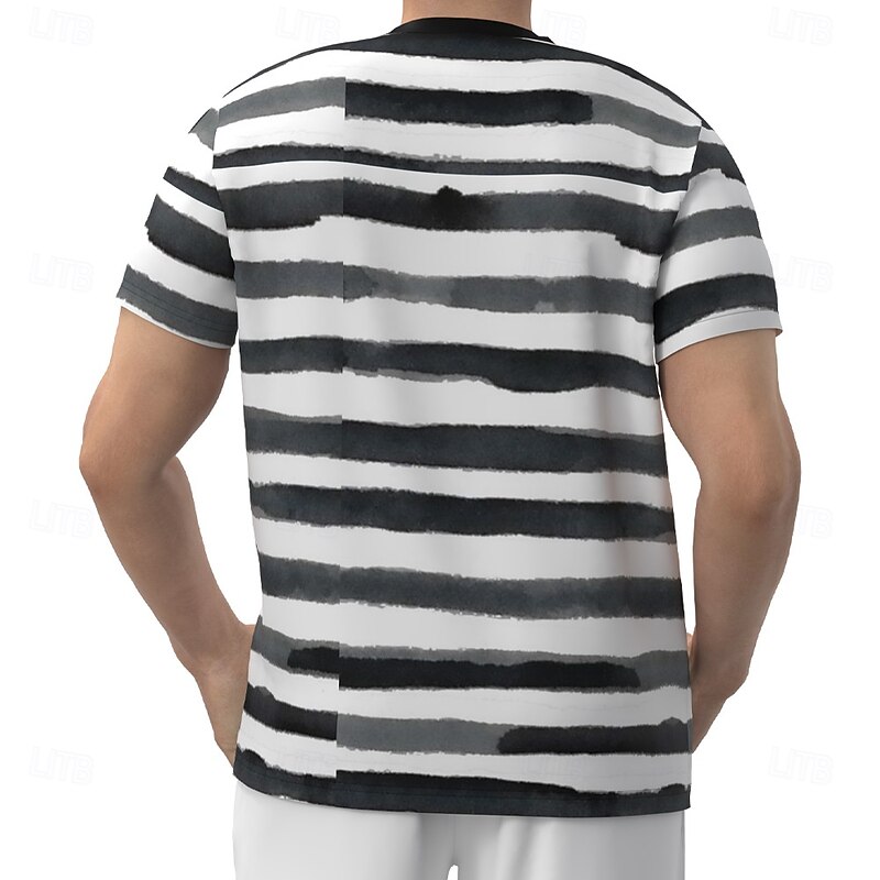 Men's Horizontal Stripes T Shirt Short Sleeve T shirt 3D Print Crew Neck Shirt Fashion Daily Street Daily Black Summer Spring Clothing Apparel S M L XL XXL XXXL2
