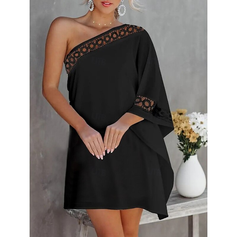 Women's Mini Dress Wrap Dress Bodycon Dress Off The Shoulder Dress Strapless Dress Vacation Casual Vacation Daily Regular Fit Plain Long Sleeve One Shoulder Black White Pink Summer - Main Image
