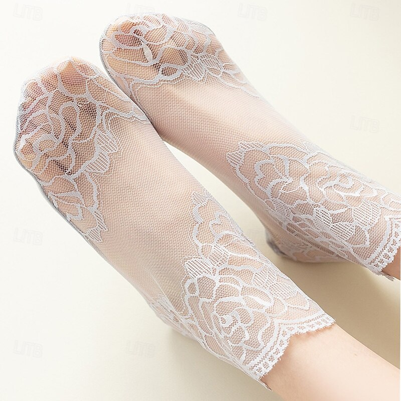 Ladies Fashion Lace Socks Solid Color Light, Soft & Elastic, Comfortable & Breathable, Versatile3