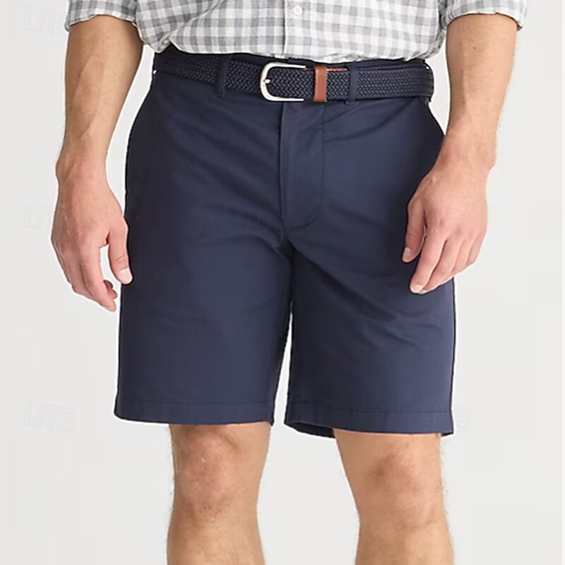 Men's Shorts Chino Shorts Bermuda shorts Work Shorts Pocket Straight Leg Plain Comfort Moisture Wicking Knee Length Outdoor Business Daily Fashion Streetwear White Navy Blue Micro-elastic4