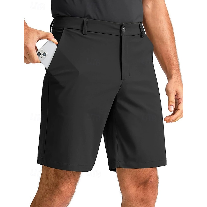 Men's Shorts Dress Shorts Summer Shorts Golf Shorts Pocket Straight Leg Plain Quick Dry Breathable Knee Length Outdoor Business Daily Fashion Casual / Sporty Black White2