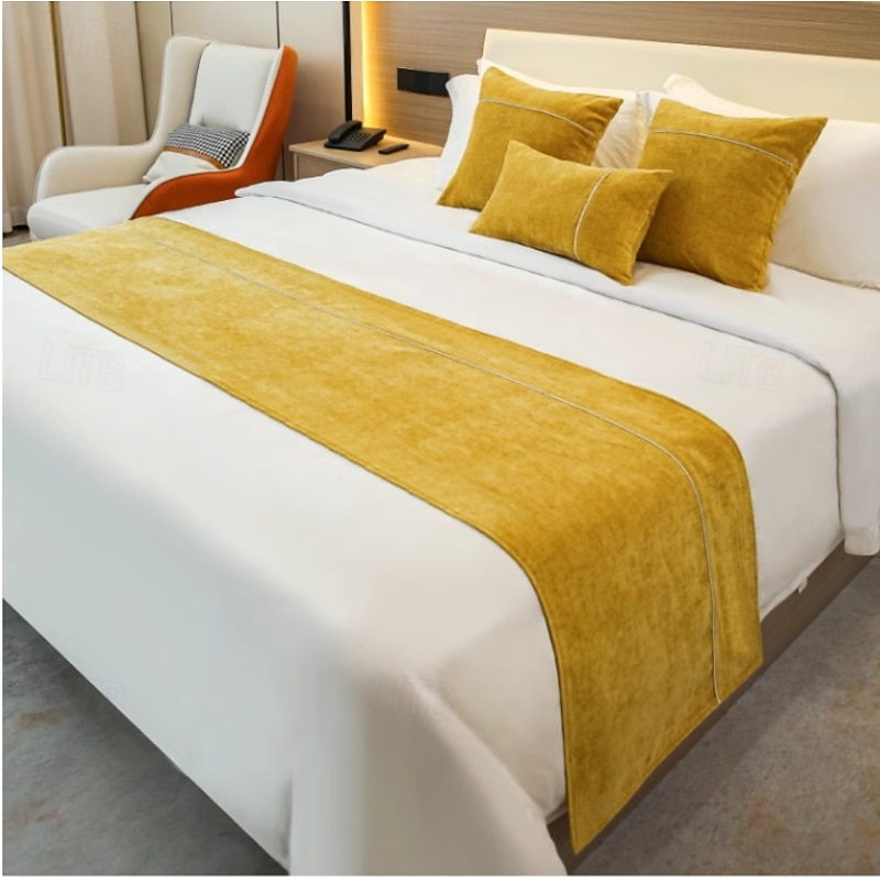 Bed Runner Bed Scarf, Velvet Decorative Bed Scarf for Home Hotel Bedspreads Scarves Protection Modern Solid Bed Runner for Foot of Bed Home Bedroom Bedding Decoration3