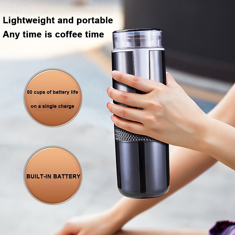 160ML Mini Wireless Portable Electric Capsule Coffee Machine Black 1200mAh USB Charging Outdoor Business Travel Car Coffee Maker3