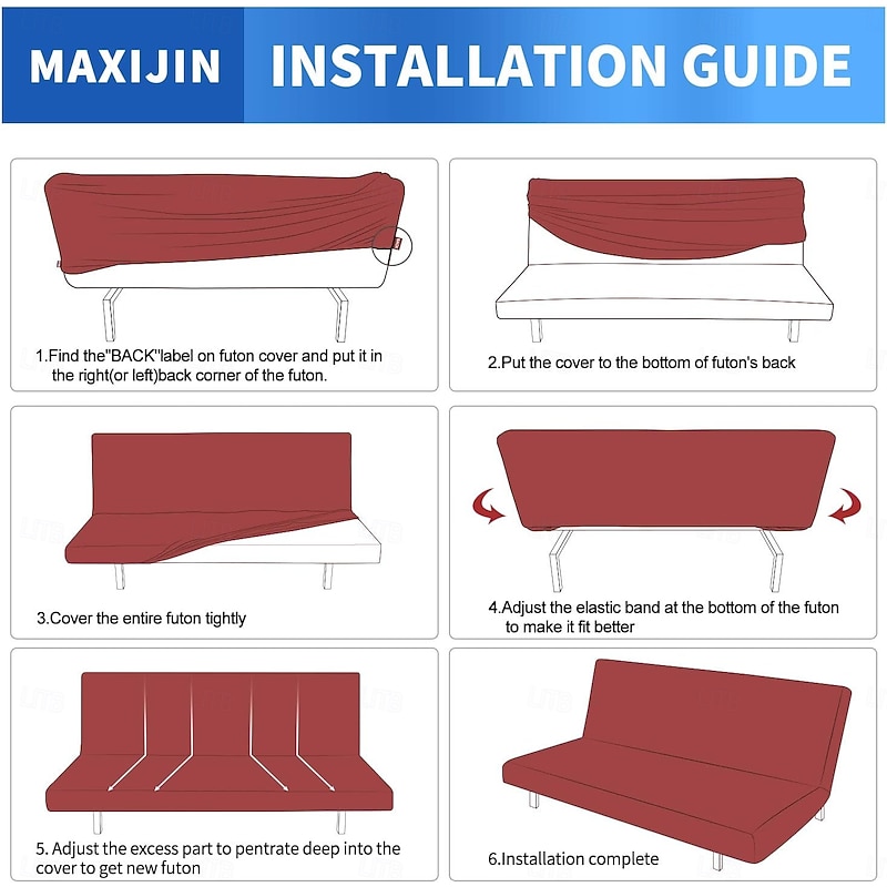 Jacquard Futon Cover Stretch Armless Futon Sofa Cover Soft Futon Slipcover with Elastic Bottom Thick Sofa Bed Furniture Protector Covers for Washable Futon3