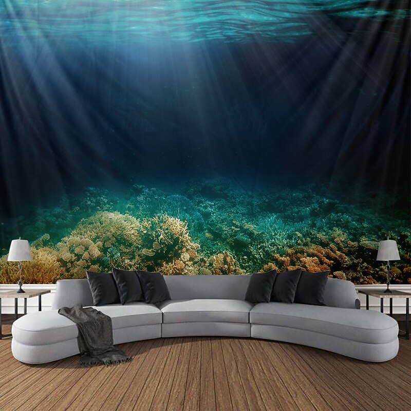 Landscape Blue Ocean Hanging Tapestry Wall Art Large Tapestry Mural Decor Photograph Backdrop Blanket Curtain Home Bedroom Living Room Decoration4