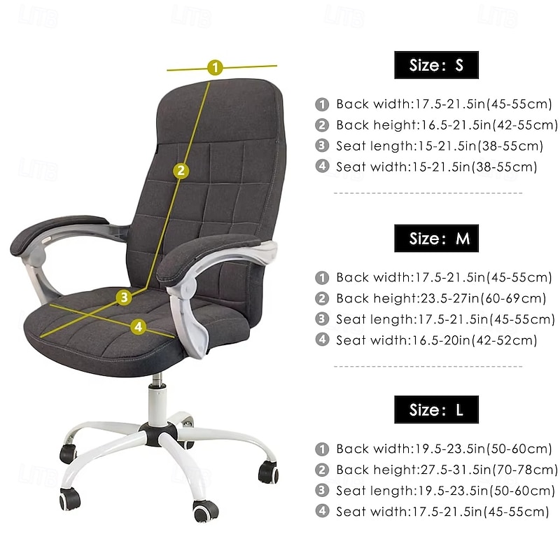 PU Leather Waterproof Elastic Chair Covers Anti-dirty Rotating Stretch Office Computer Desk Seat Chair Cover Removable Slipcovers Office Zipper Chair Cover3