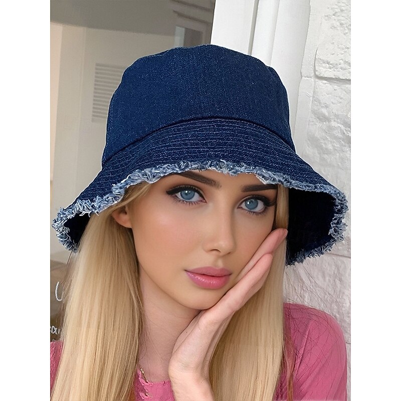 Women's Casual Denim Bucket Hat – Frayed Edge, Soft and Comfortable, Stylish Summer Hat for Daily Wear, Beach and Outdoor Activities2