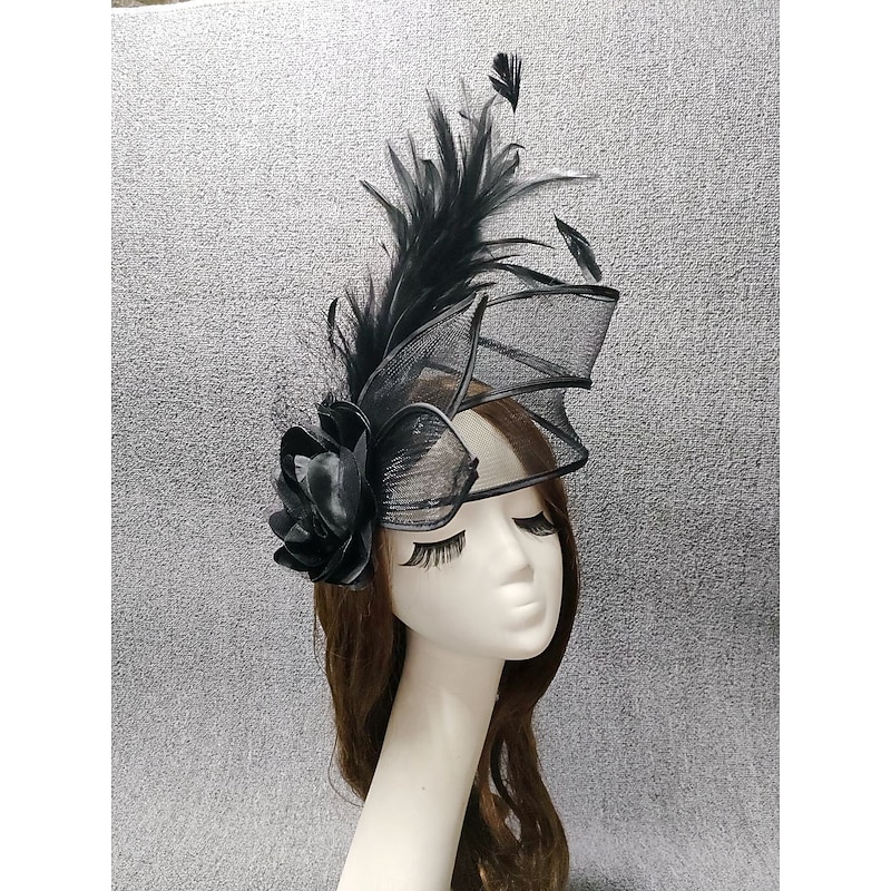 Fascinators Feathers Net Veil Hat Wedding Horse Race With Feather Cap Headpiece Headwear2