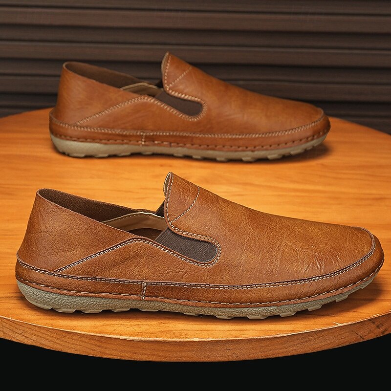 Men's Slip-On Faux Leather Loafers – Comfortable Casual Shoes with Elastic Sides for Everyday Wear and Outdoor Activities4