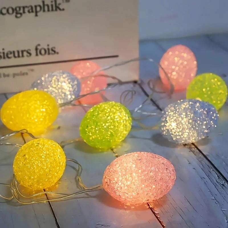 3M20Leds Easter Easter Easter Easter Egg Creative Light String AAA Battery Box Powered Easter Dinner Party Indoor Atmosphere Decoration Light String3