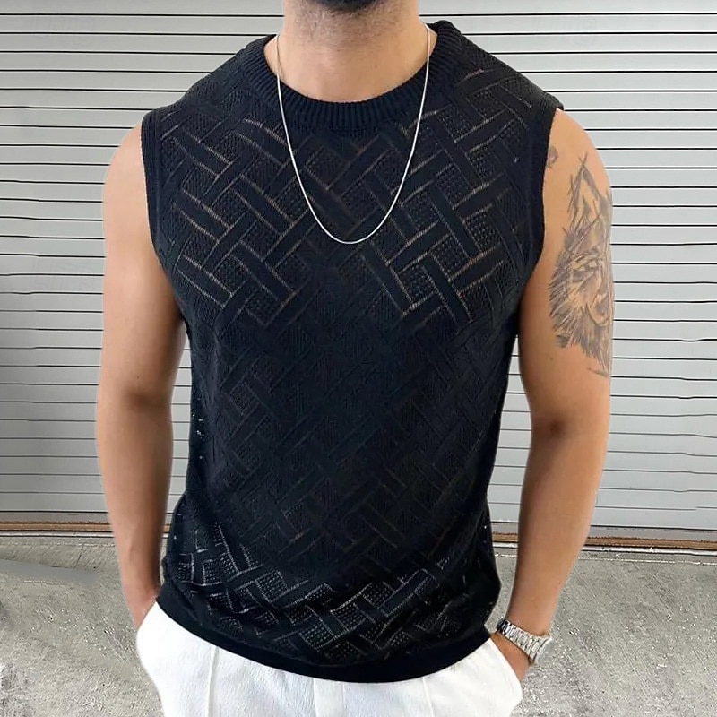 Men's Tank Top Vest Top Undershirt Sleeveless Shirt Sleeveless Crewneck Spring & Summer Plain Fashion Designer Vacation Street Going out Black White Gray Top Tee for Men4