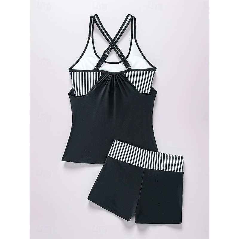 Women's Swimsuits One Piece Monokini Swimsuit Backless Tummy Control High Waist Slim Vacation Beach Wear Floral Stripe Halter Neck Sleeveless Bathing Suits3