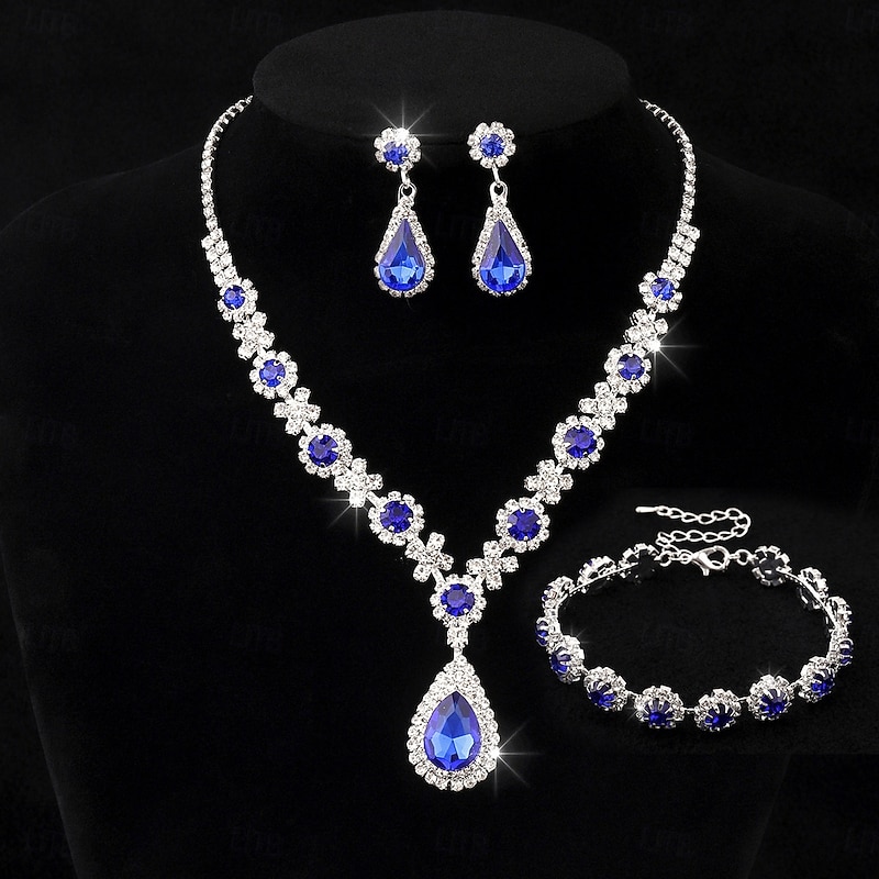 Bridal Jewelry Sets One-piece Suit Alloy 1 Bracelet Earrings Necklace Women's Elegant Fashion Luxury Cute Fancy Joy Round Jewelry Set For Party