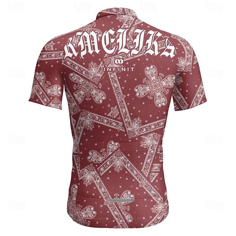Men's Cycling Jersey Graphic Short Sleeve Bike Tee Tshirt Jersey with 3 Rear Pockets Mountain Bike MTB Quick Dry Anatomic Design Wicking Breathable Sports Wine Red Black Purple Clothing Apparel3
