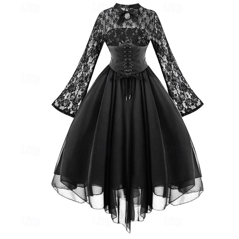 Retro Vintage Punk & Gothic Dress Masquerade Witch Lace Fancy Dress Women's Fantasy Steampunk Walpurgis Night Halloween Carnival Masquerade Halloween Event / Party Adults' Dress