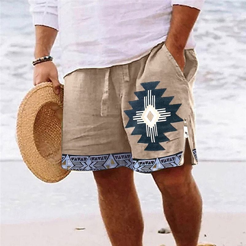 Men's Graphic Prints Geometry Swim Trunks Swim Shorts Board Shorts Mid Waist Vintage Ethnic Style Retro Vintage Casual Daily Holiday Zipper Pocket Elastic Waist Designer Clothing Apparel2