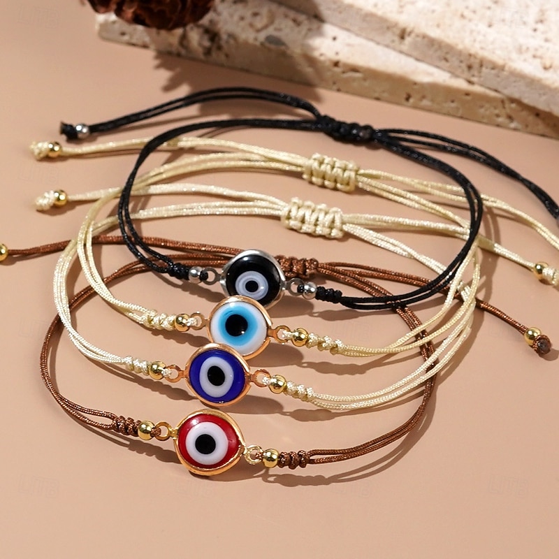 1pc Devil's Eye Shape Beads Rope Bracelet Colorful Hand Rope Friendship Bracelet Adjustable Jewelry3