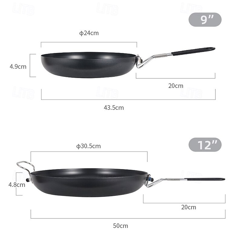 9-Inch Folding Camping Frying Pan - Non-Stick Aluminum Cookware for Outdoor Cooking - Lightweight, Compact & Easy to Clean4