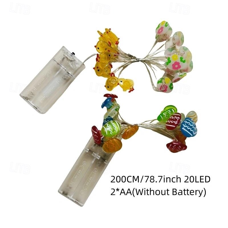 3M-30Leds Easter egg bunny copper wire light string AAA battery box power supply indoor party dinner festive atmosphere decoration light string3