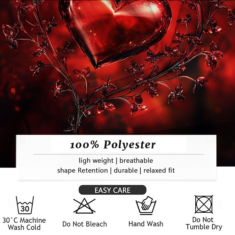 Valentine's Day Men's Heart Shirt Button Up Shirt Long Sleeve Fashion Casual Gift Holiday Festival Summer Fall Turndown 3D Print Collared Shirts Red3