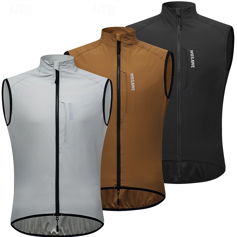 Men's Women's Cycling Vest Sleeveless Bike Vest / Gilet Top with 3 Rear Pockets Mountain Bike MTB Road Bike Cycling Waterproof Windproof Reflective Strips Sports Black Yellow Grey Clothing Apparel