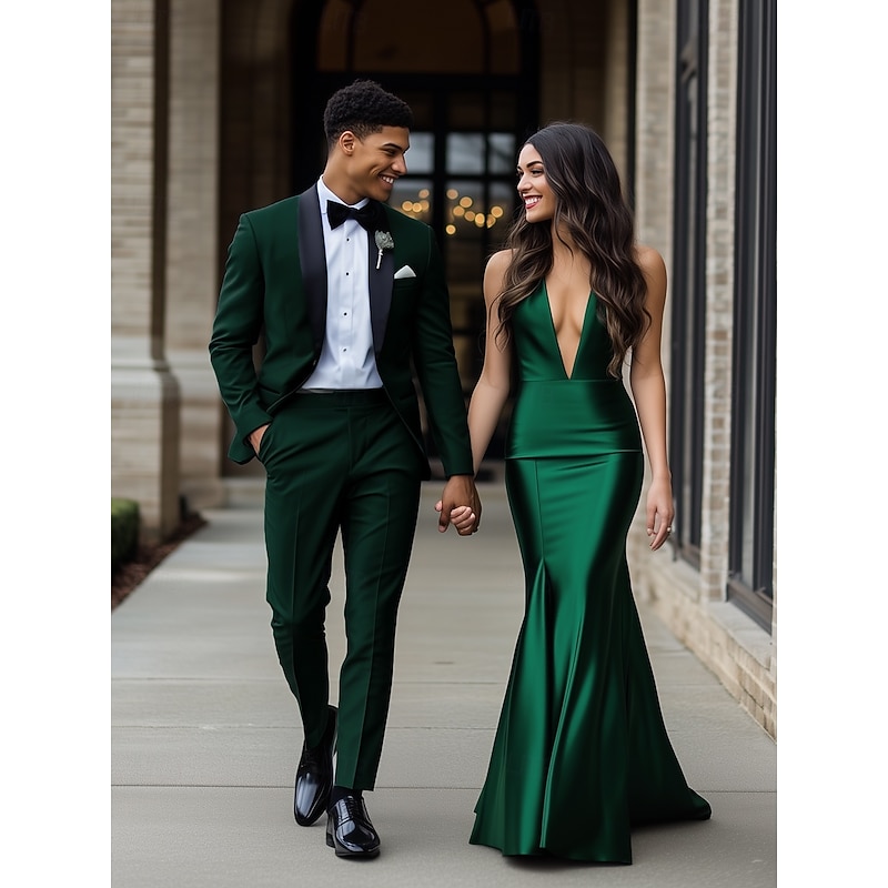 Men's Wedding Prom Suits Black Pink Fashion Formal Solid Colored Standard Fit 2 Piece Single Breasted One-button